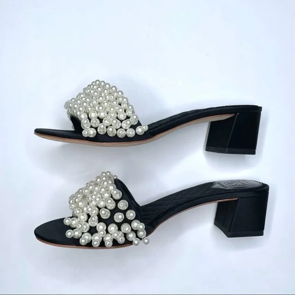 NEW Tory Burch Pearl Embellished Slip-on Sandals